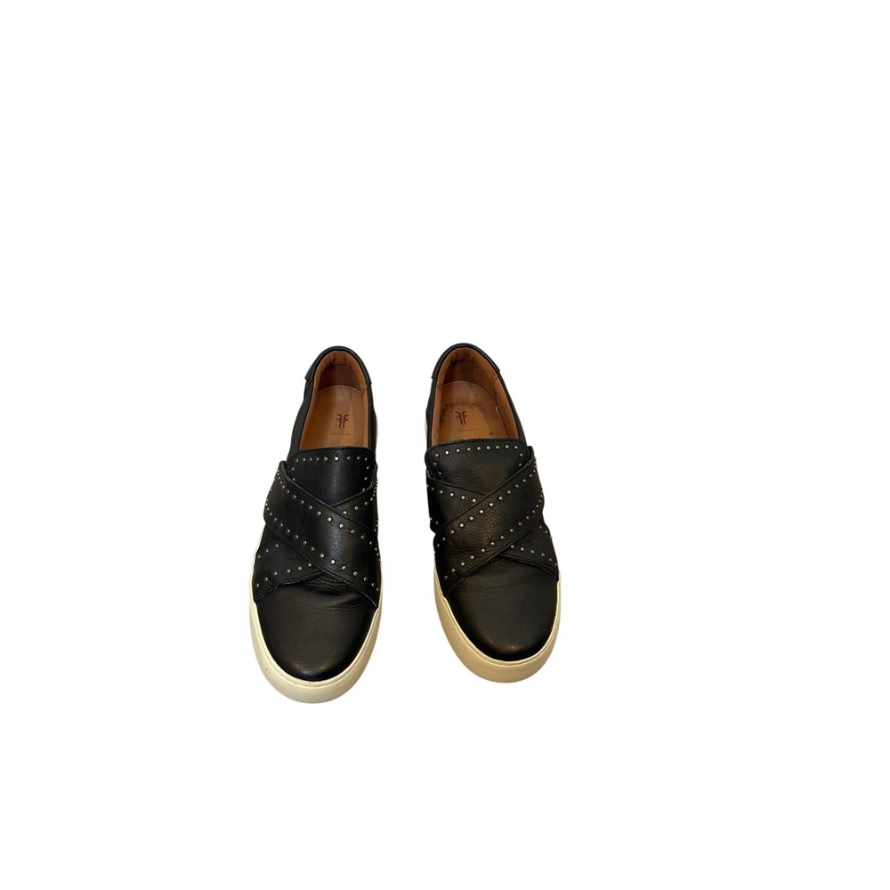 Frye Nina Stud Black Leather Slip On Sneakers Womens 8M 3471016-BLK - Picture 1 of 6